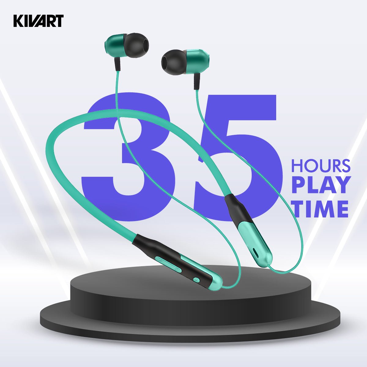 KIVART Jazz Neckband | NB - Jazz | 35 Hours Playtime | Premium Sound Quality | Comfortable Fit Magnetic in Ear Earbuds, Voice Assistant, Dual Pairing - KivartLabs