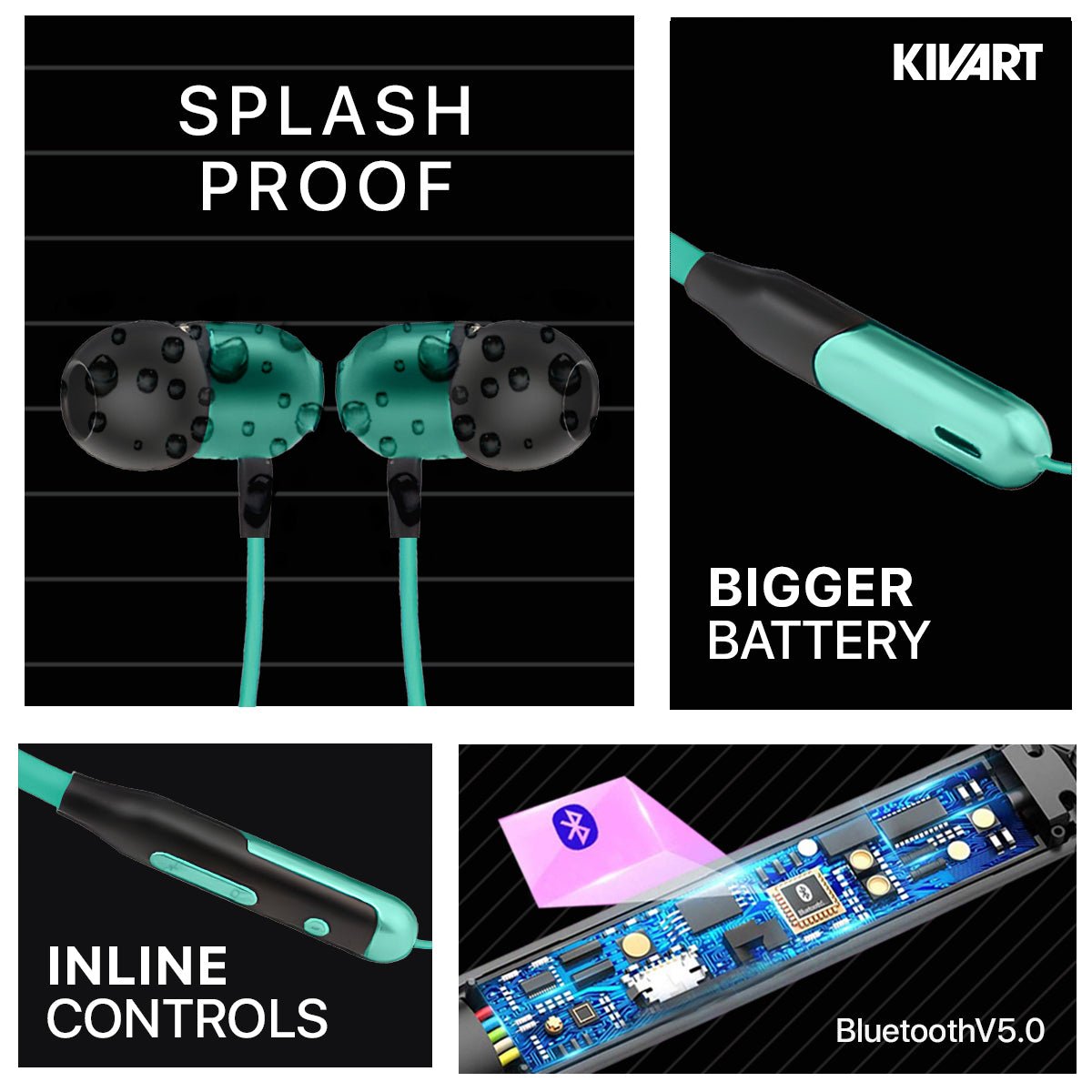 KIVART Jazz Neckband | NB - Jazz | 35 Hours Playtime | Premium Sound Quality | Comfortable Fit Magnetic in Ear Earbuds, Voice Assistant, Dual Pairing - KivartLabs