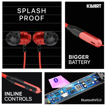 KIVART Jazz Neckband | NB - Jazz | 35 Hours Playtime | Premium Sound Quality | Comfortable Fit Magnetic in Ear Earbuds, Voice Assistant, Dual Pairing - KivartLabs