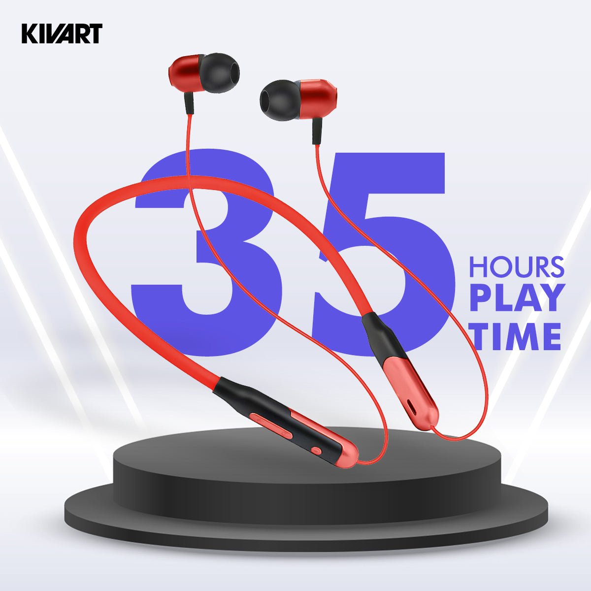 KIVART Jazz Neckband | NB - Jazz | 35 Hours Playtime | Premium Sound Quality | Comfortable Fit Magnetic in Ear Earbuds, Voice Assistant, Dual Pairing - KivartLabs