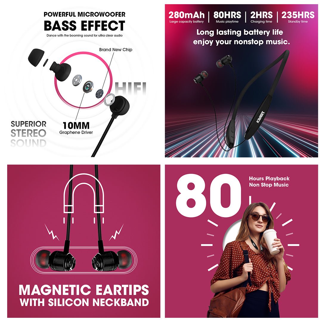 Kivart Beats Neckband | 10mm Graphene Drivers | 80 Hours Playtime - KivartLabs