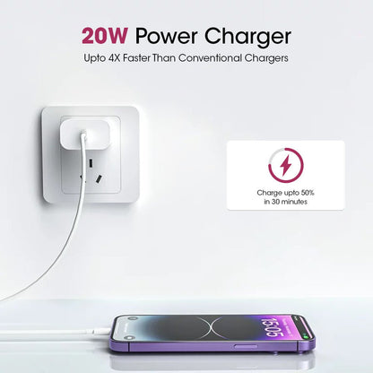 Kivart Mega Power | 20watt Fast Charging | Over Heating Protection with PD 3.0 | BIS Certified | iPhone Compatible - KivartLabs