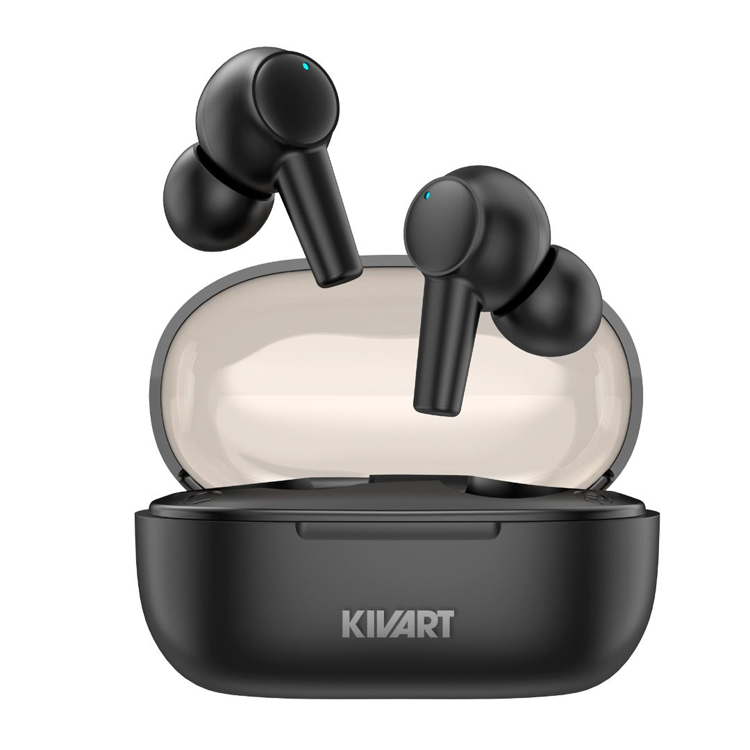 KIVART MOPODS | Truly Wireless in-Ear Buds | 21 Hours Playtime | 10mm Drivers | Fast Charging (Black) - KivartLabs