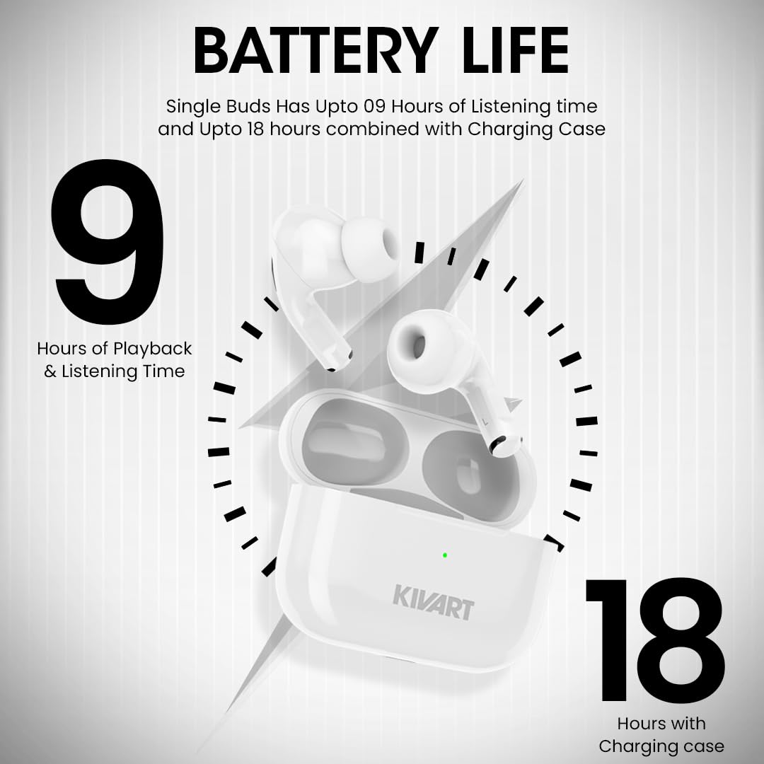 Kivart Play | 36 Hours Play Time | Quad Mic | ENC | Wireless Charging | Iphone Compatible | Rich Bass Driver - KivartLabs