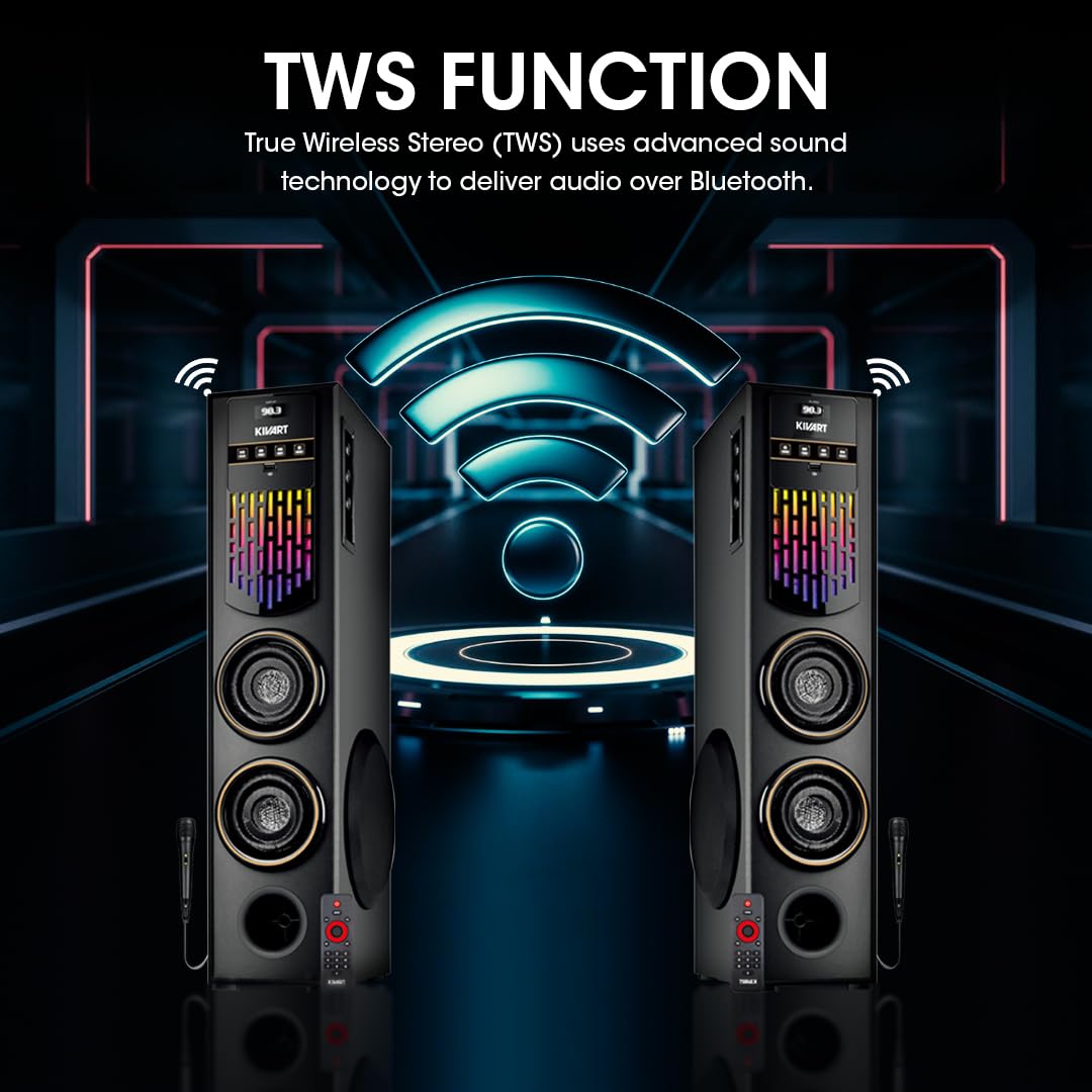 Tower speakers with bluetooth karaoke and hot sale cordless mic