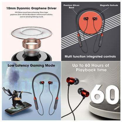 Kivart Swish neckband | 10mm Graphene Drivers | 60 Hours Music Playtime | Twin Pairing | Water Resistant | Low Latency Gaming Mode - KivartLabs