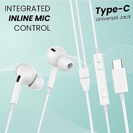 Kivart Wave Type C Wired Earphone with Built in Microphone | Passive Noise Reduction - KivartLabs